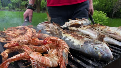 4k imágenes barbacoa a la parrilla mariscos camarones y pescado