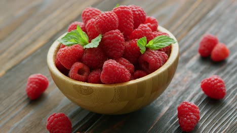 fresh raspberry on wooden table