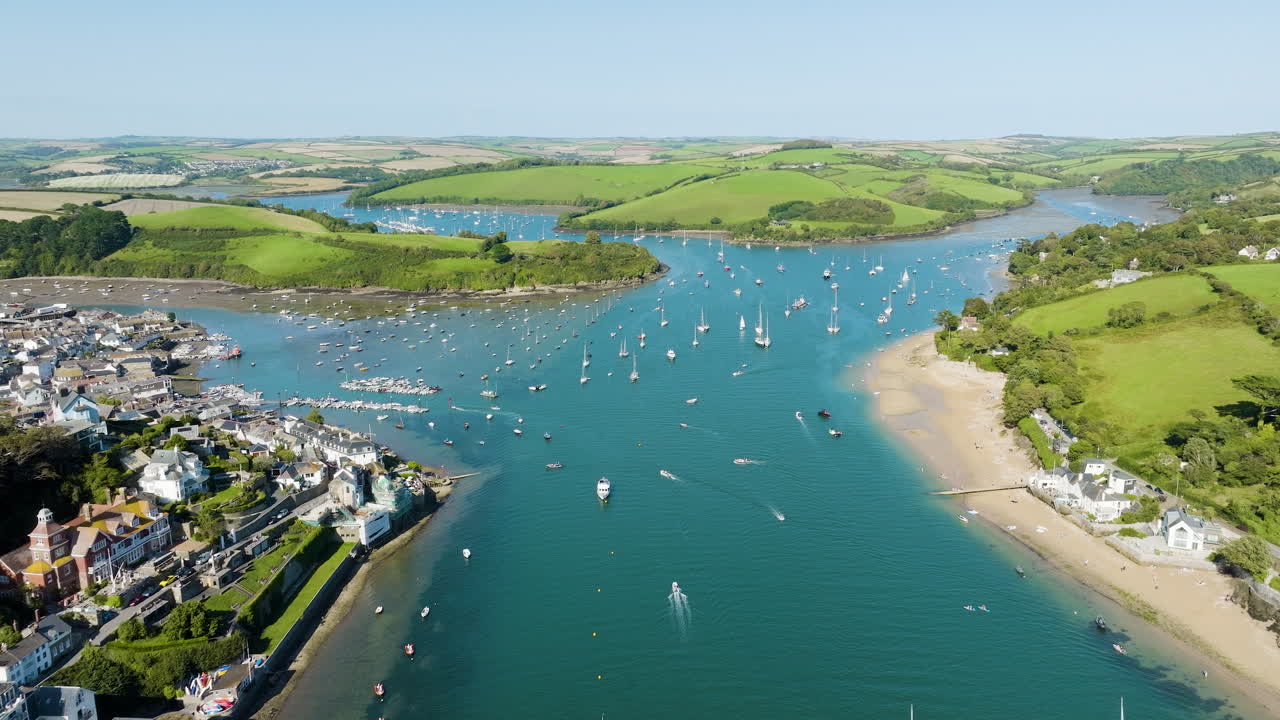 Aerial View of a Coastal Town and River Estuary