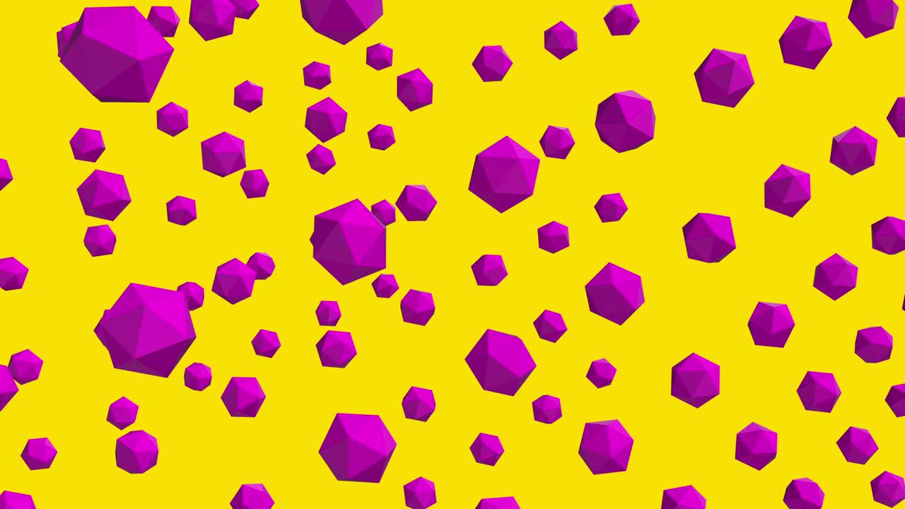 formas geométricas abstractas esferas poli bajas giran. animación de bucle. fondo moderno, diseño de movimiento sin costuras para portada de cartel, pancarta de marca