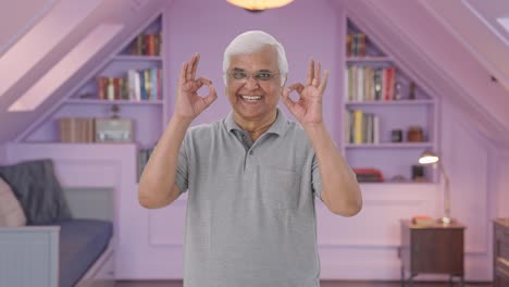 Indian-old-man-showing-okay-sign