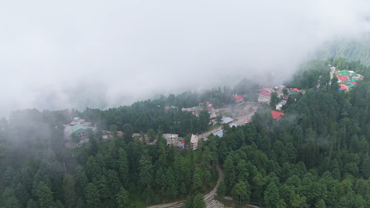Scenic Drone Footage of Khanaspur in Moody and Cloudy Weather