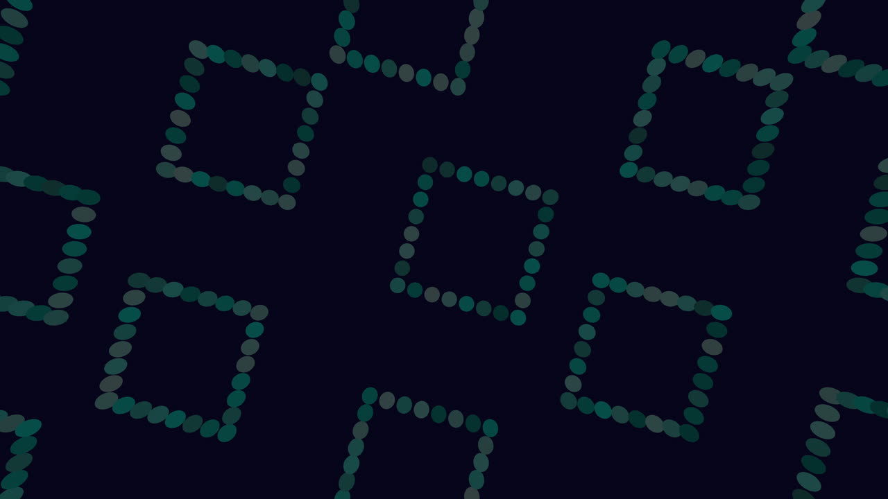 Grid of green dots on dark background pattern of squares
