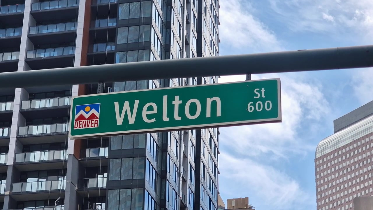 Welton Street Sign in Downtown Denver Colorado USA, Close Up