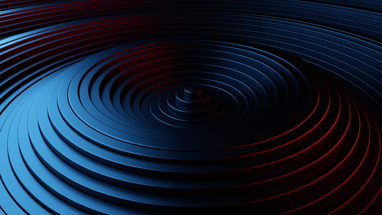 abstracto círculos 3d patrón de anillo negro animación de fondo con efecto de onda. animación de bucle