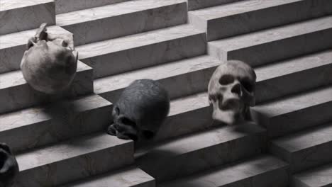 skulls on marble steps