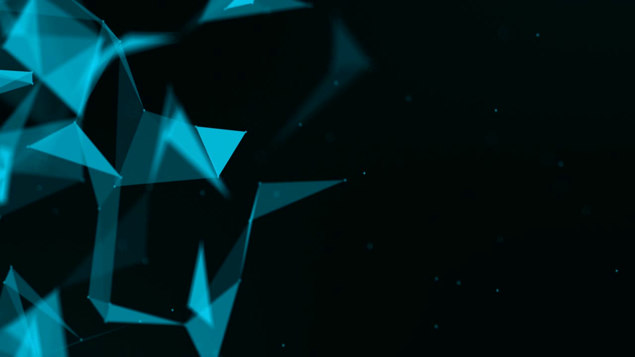 4k fondo web abstracto. líneas poligonales y puntos que se mueven al azar en fondo gris oscuro o negro. bucle sin costuras.