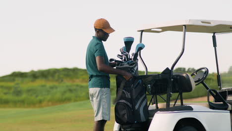 african american man on the golf course.