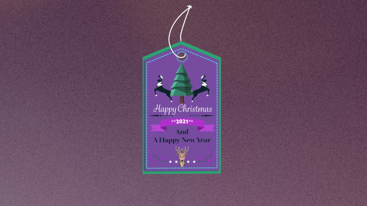 анимация рождественских поздравлений на ярлыке на темном фоне