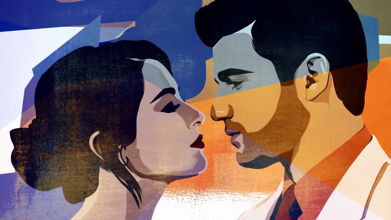 Abstract Illustration of a Couple Kissing