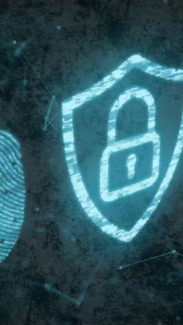 Animazione di un lucchetto di sicurezza online su paesaggio urbano.