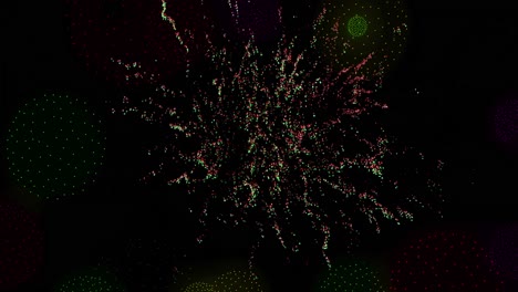 animación de formas y fuegos artificiales sobre fondo negro
