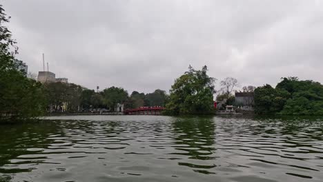 tranquil view of hoan kiem lake over time