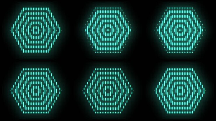 Hexagons pattern with pulsing neon green led light 4
