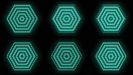 patrón de hexágonos con luz led verde neón pulsante 4