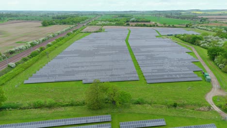flying over renewable solar farm in the uk