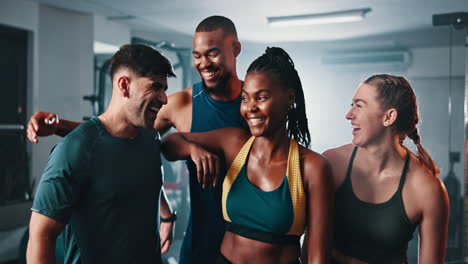 happy friends at the gym