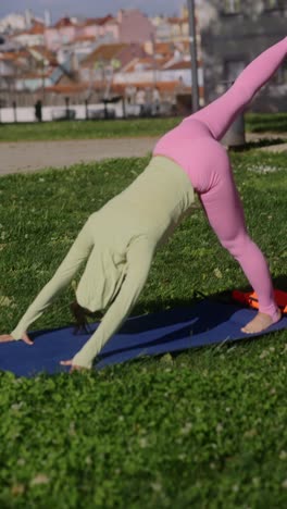 yoga practice in the city park