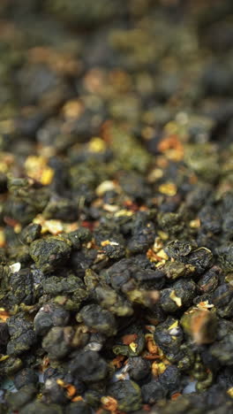 close-up of loose leaf green tea