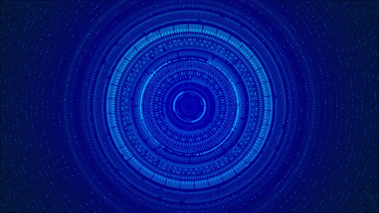 Futuristic round hud animation glowing concentric circles moving digital rings blue neon highlights