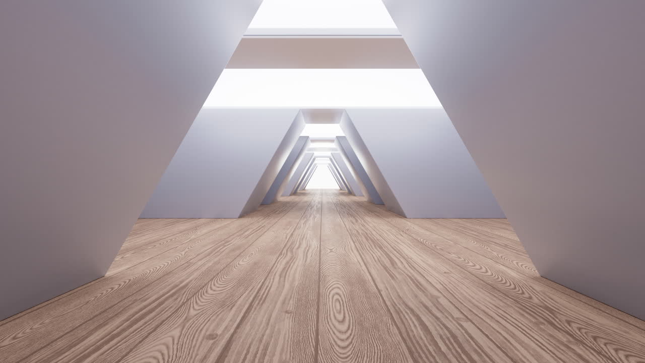 estructura de edificio vacío con piso de madera, renderización 3d.