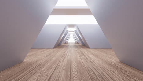 empty building structure with wood floor, 3d rendering.