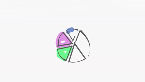 animación del icono del gráfico de la tarta contra un fondo blanco.