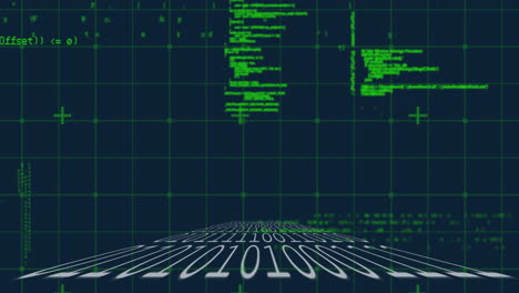 Digital animation of microprocessor connections over data processing on blue background
