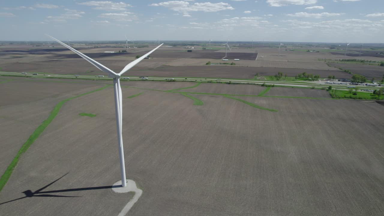 아이오와 필드에서 풍력 터빈