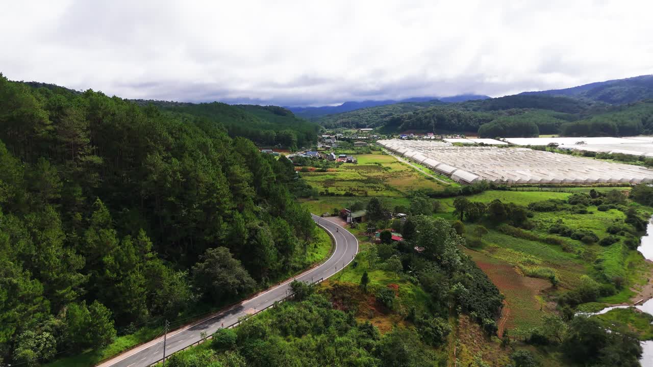 Aerial View Tilt of the River in Lam Dong