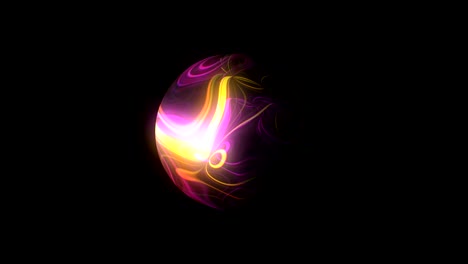 esfera con líneas brillantes brillantes en negro, fondo de renderización 3d, generación por computadora