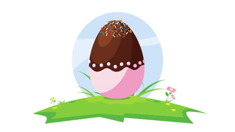 happy easter card with egg painted in camp