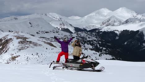 Grays and Torreys Peak Kelso Ridge Deer Creek Montezuma trail aerial drone Colorado landscape nature snowmobile snowboarders friends winter deep backcountry snow powder Rocky Mountains pass static