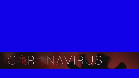 superposición animada del tercer título inferior del coronavirus en un fondo de pantalla azul