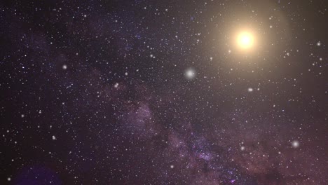 vía láctea en un universo oscuro con una luz brillante