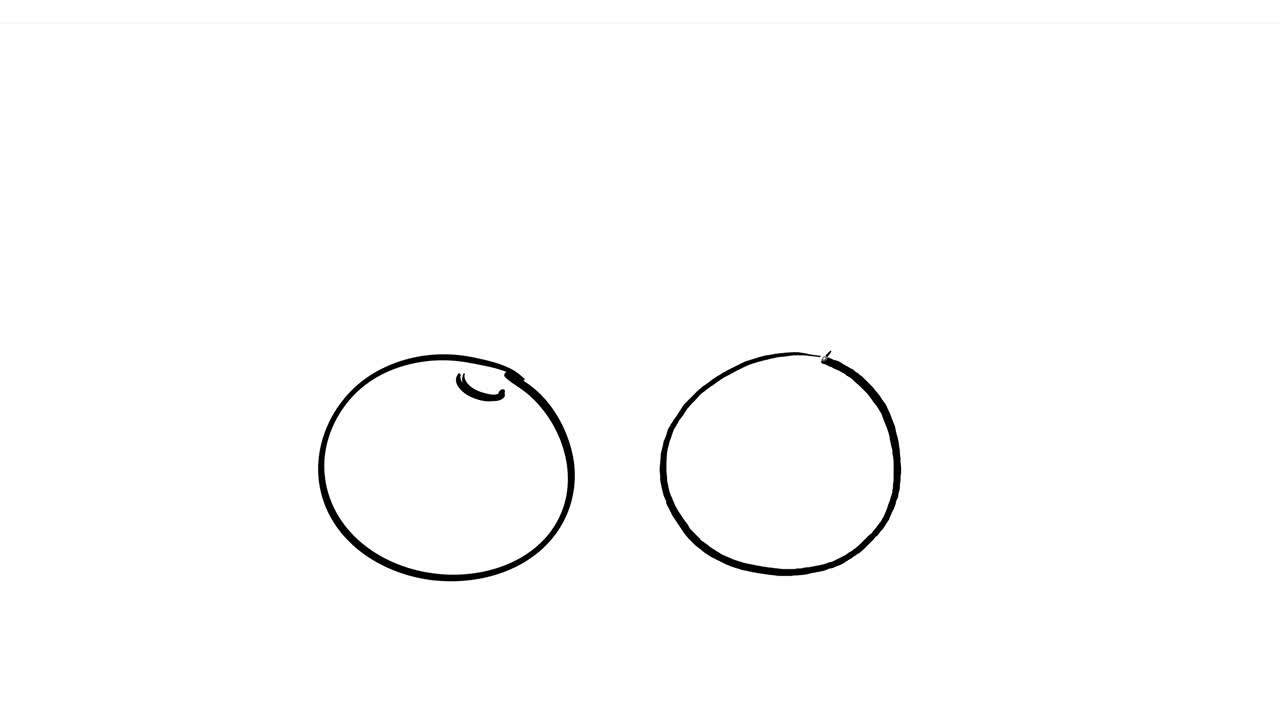 Animazione in line art di ciliegie che crescono e si connettono, mostrando semplicità ed eleganza in uno stile minimalista