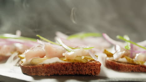 smoked fish canapes with steam