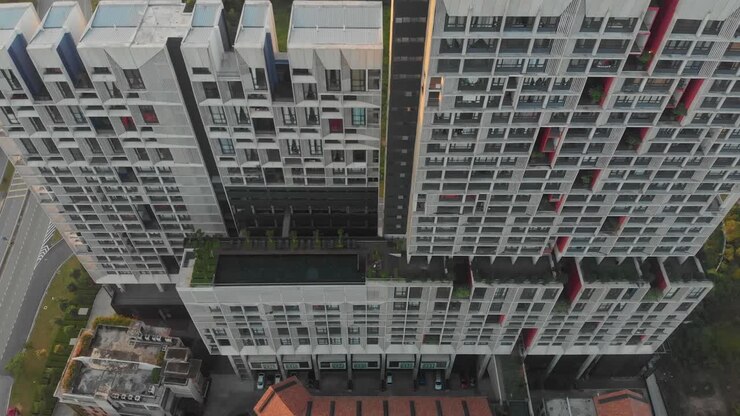Vista aerea delle Tamarind Suites Cyberjaya all'alba, Kuala Lumpur