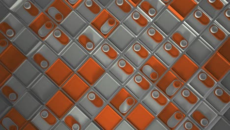 3d rendering of looped animation with geometric shapes. endless animation. a satisfying calm video with a change in shape. sliders switches on. white orange color. top view