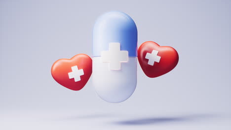 red heart shape with medical concept, 3d rendering.