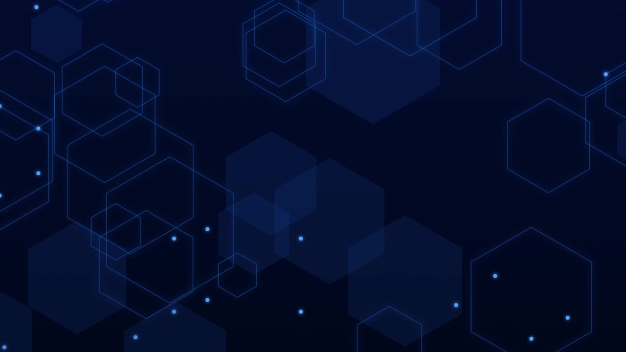Abstract Blue Hexagon Geometric Background with Glowing Particles