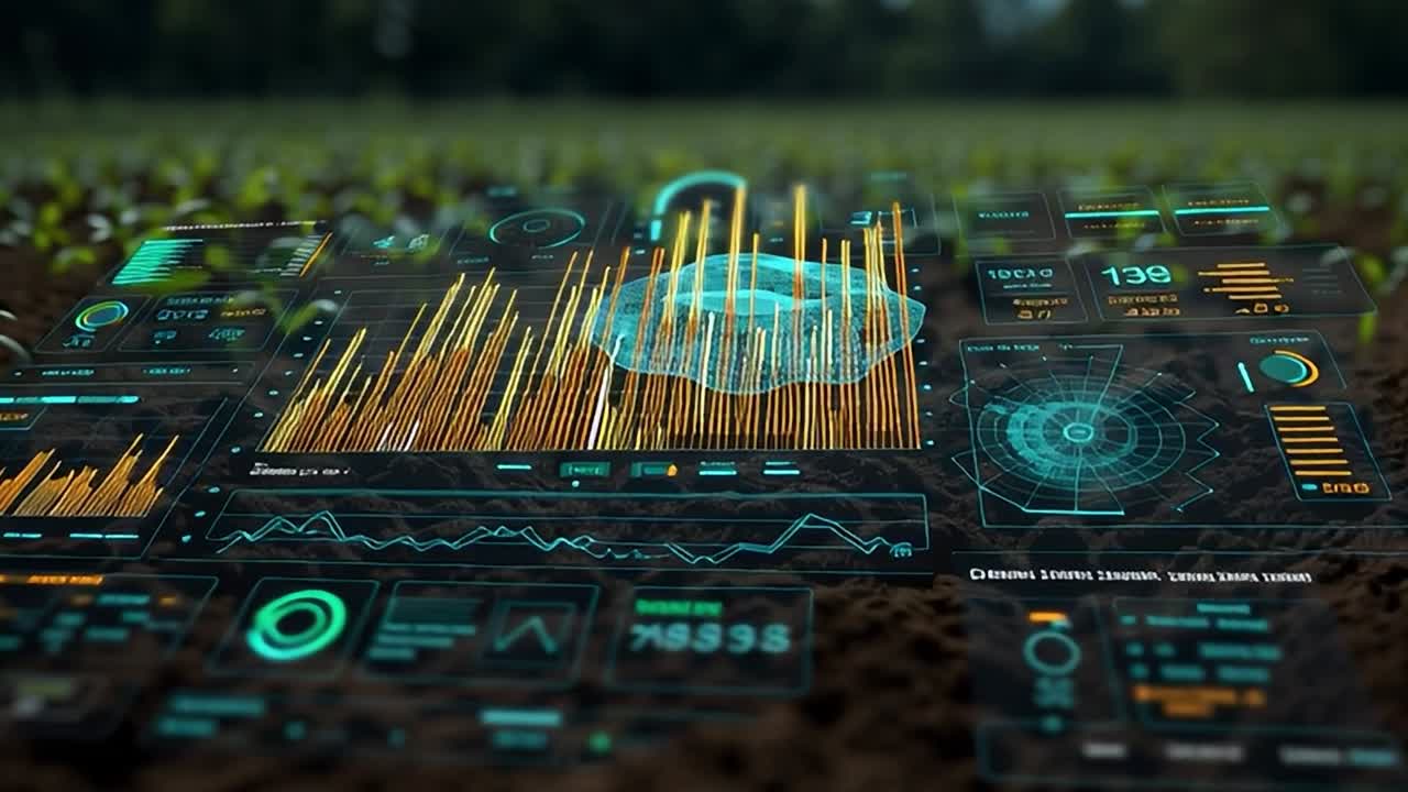 Digital dashboard displays agricultural data in a field
