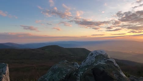 mountain range during sunset stock