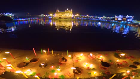 the golden temple amritsar india celebrate gurupurab in golden temple and fireworks