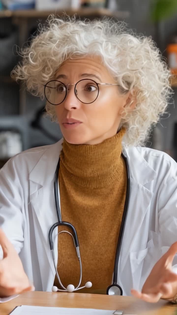 In a bright, modern consultation room, a knowledgeable healthcare professional passionately discusses health topics, showcasing engagement and compassion in their approach to patient care