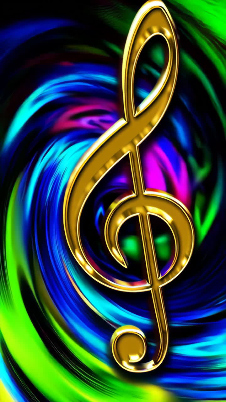 Vibrant Treble Clef on Abstract Swirl Background