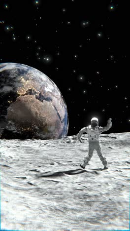 astronaut on the moon with earth in the background