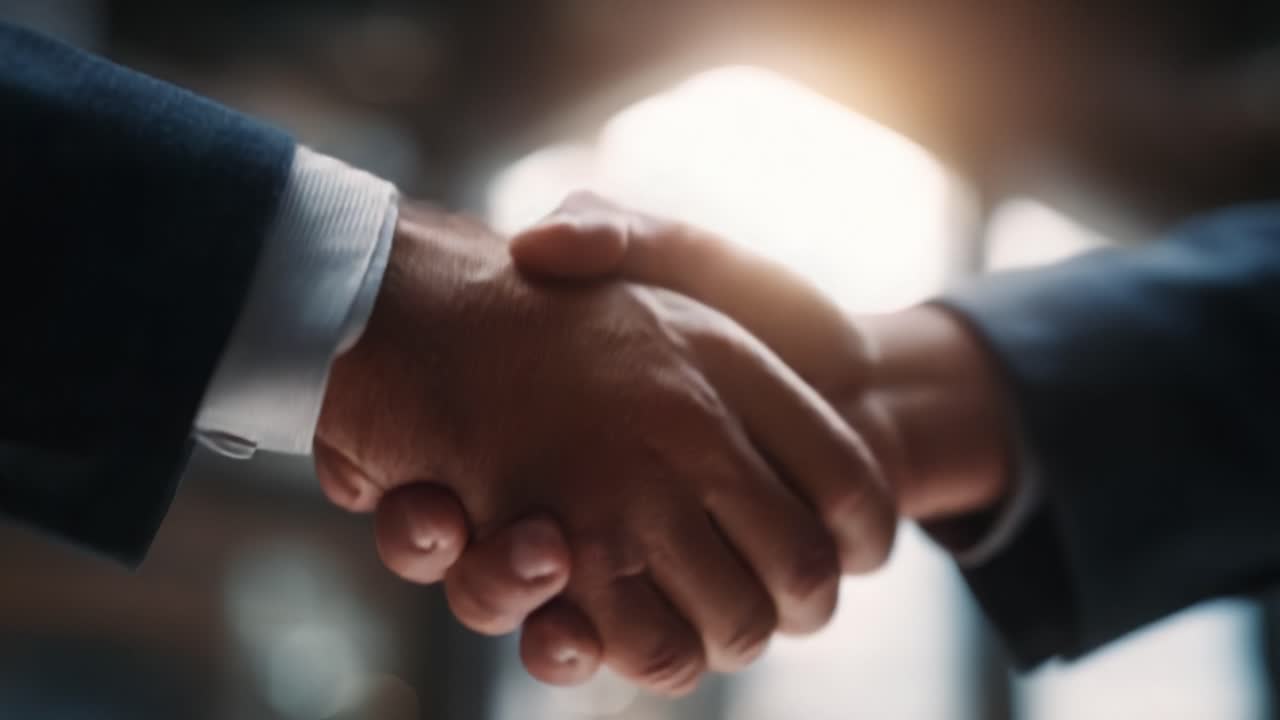A Moment of Agreement: Two Individuals Shaking Hands in a Professional Environment, Signifying Trust, Partnership, and Mutual Understanding in Business
