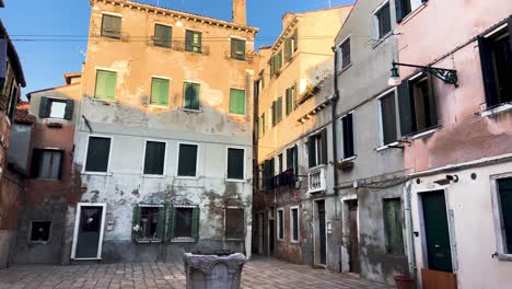 quiet and empty residential areas in venice during the corona virus lockdown - panning shot