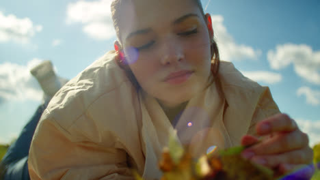 young woman in nature, close up
